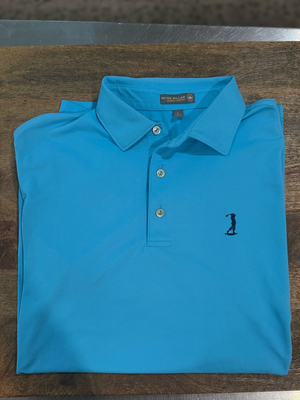 Peter Millar Men’s Turquoise Blue Polo Shirt Golfer Logo